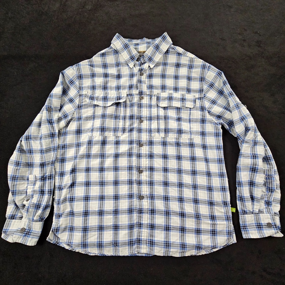 Alpine Design White Plaid Long Sleeve Nylon Button-Up Shirt Men's L